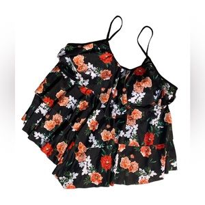 TEMPT ME Plus size 5XL floral flowy tankini top swimwear with ruffles NWT